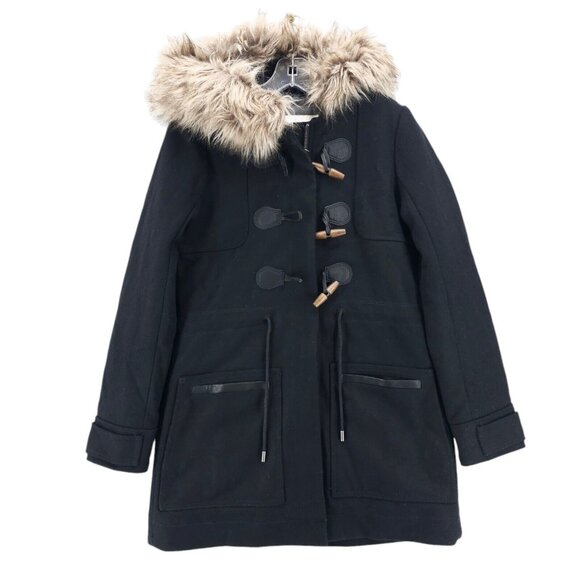 Coat Hooded Duffle Coat Abercrombie NWT ABERCROMBIE FITCH Black